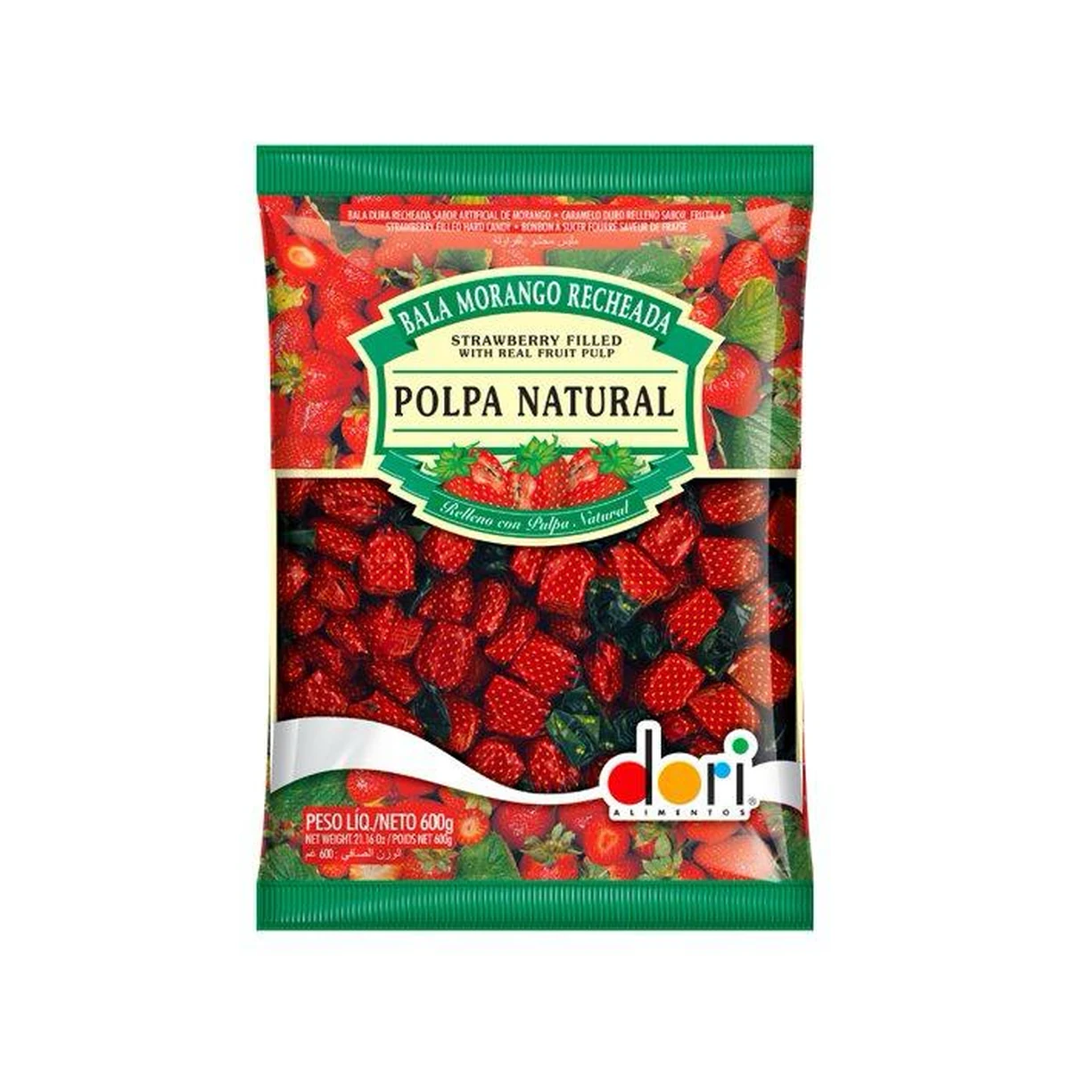BALA DURA MORANGO DORI 600G