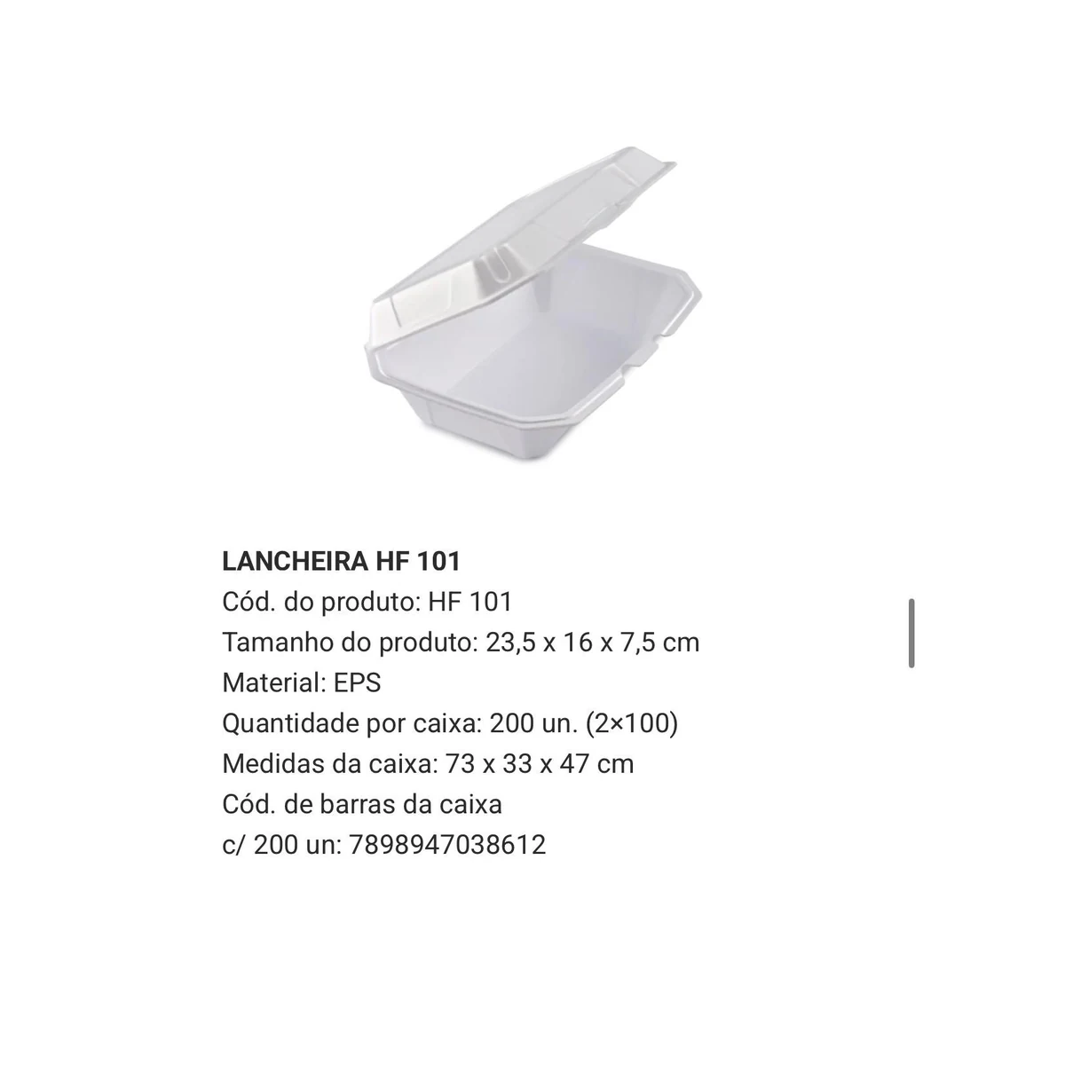LANCHEIRA HF101 C/100UNI