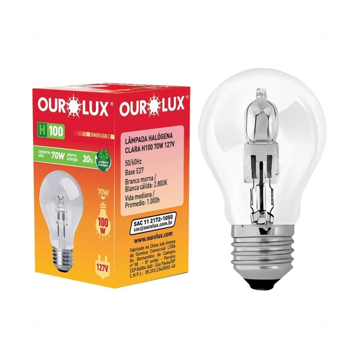 LAMPADA HALOGENA OUROLUX 70W