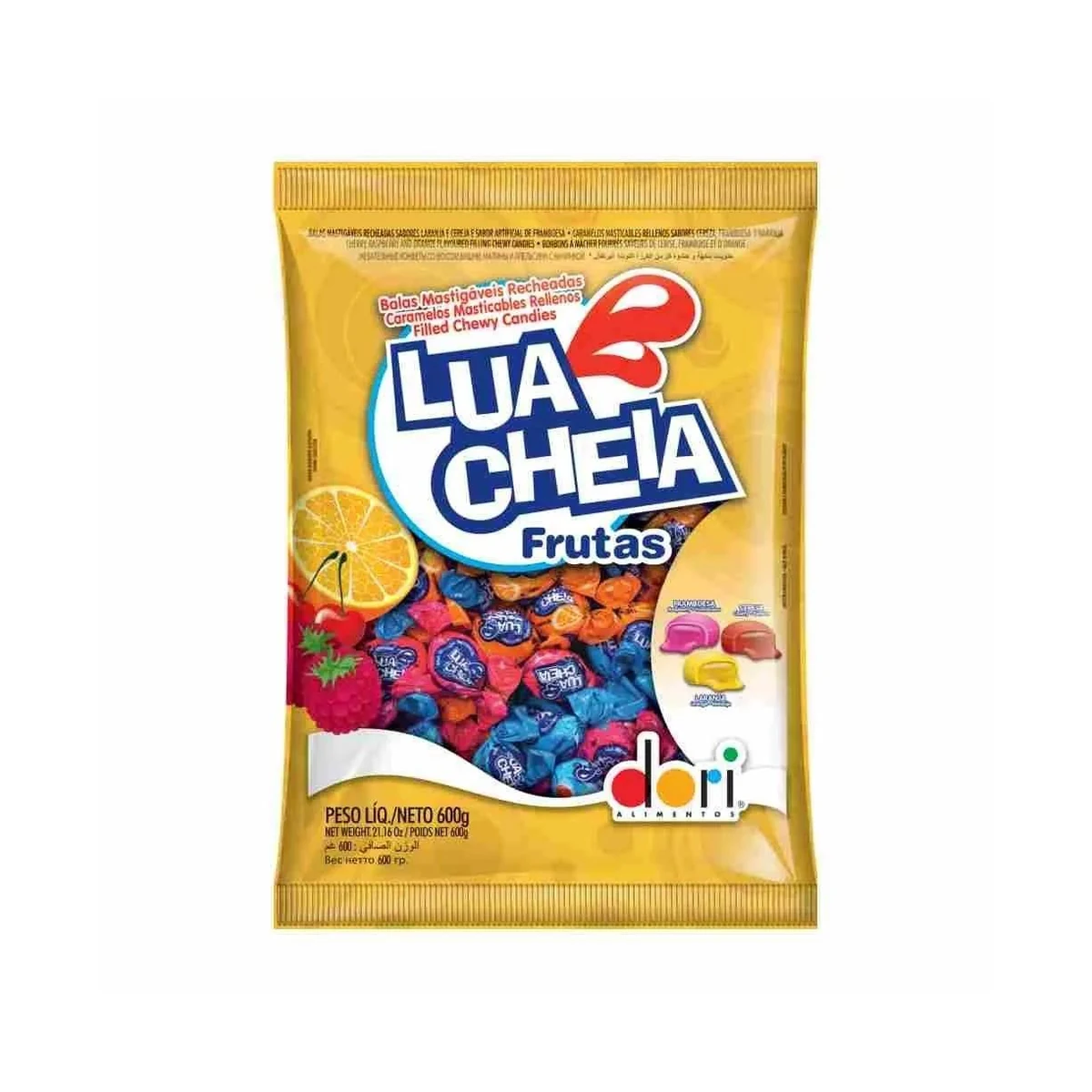 BALA LUA CHEIA FRUTAS 600GR